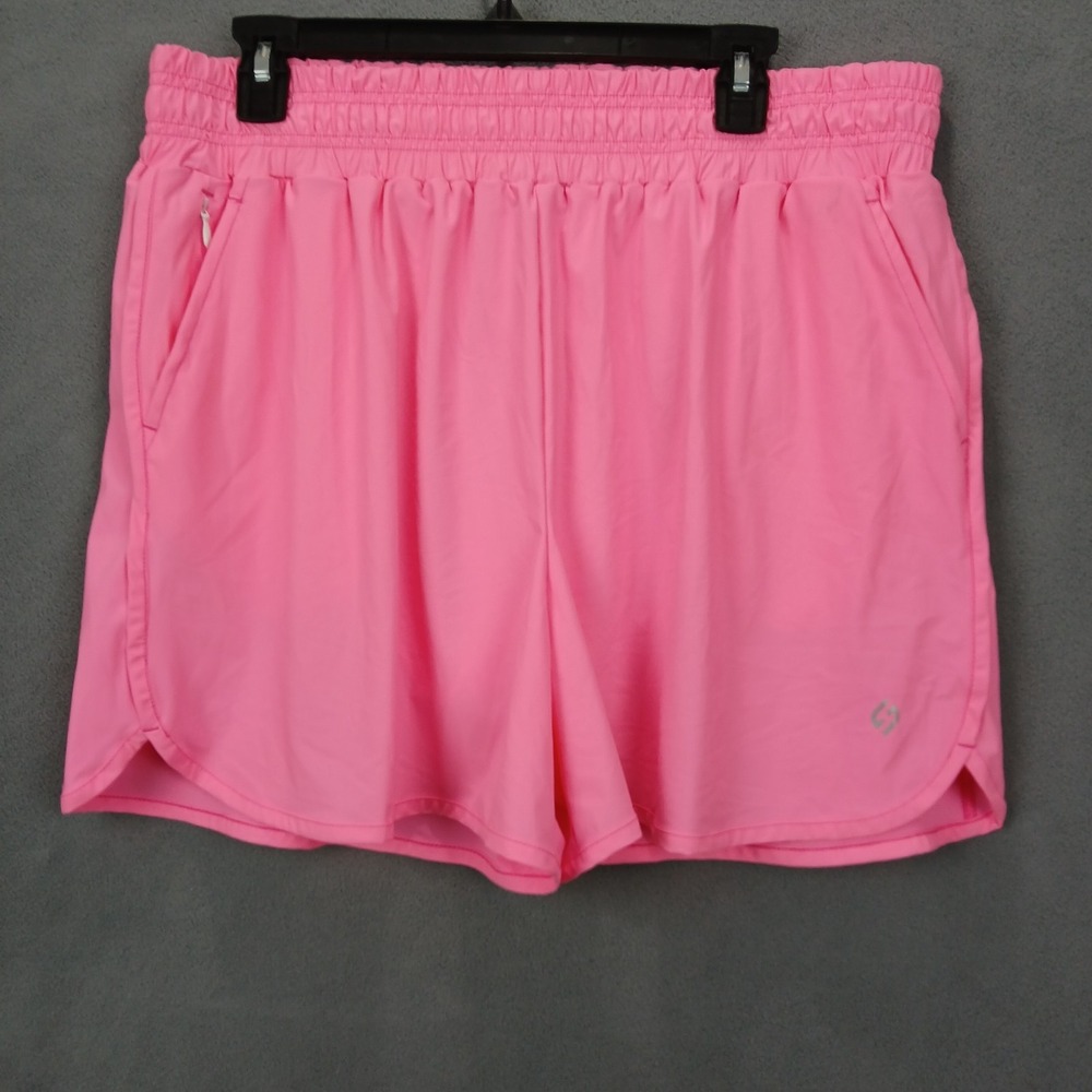 Hodo Athletic Shorts Womens Extra Large Neon Pink Stretch Elastic Waist Running‎